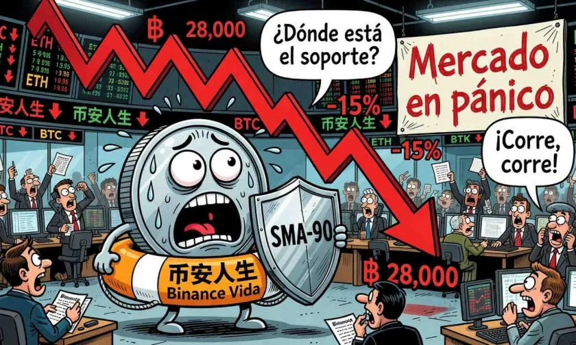 币安人生 se desploma 2,79% en 24 horas y se acerca a soporte crítico