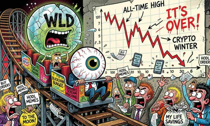 WLD se desploma un 8,37% en 24 horas en medio de un colapso del volumen