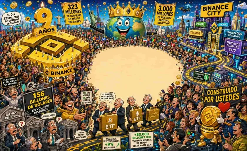 Binance cumple nueve años: casi la mitad de los holders de criptomonedas del mundo ya usan su plataforma