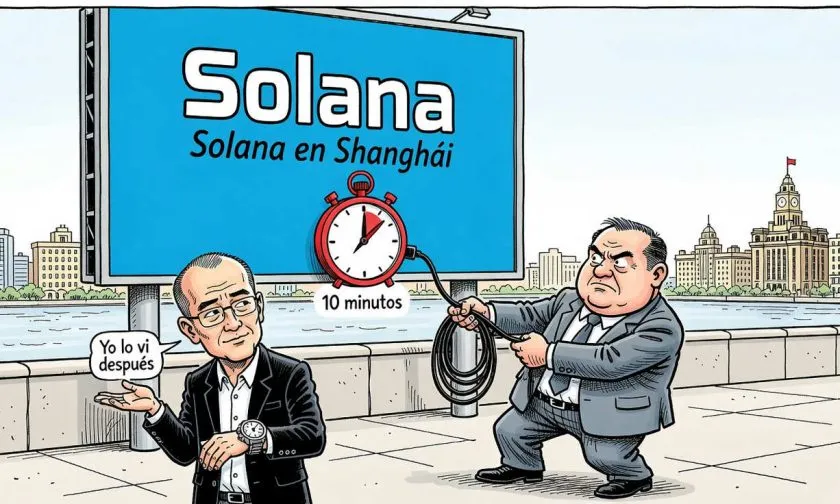 El retiro de un cartel de Solana en Shanghái genera debate tras los dichos de CZ