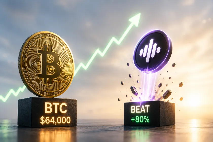 عملة ناشئة تقفز 80% في يوم واحد وسعر البيتكوين يستعيد مستوى 64 ألف دولار
