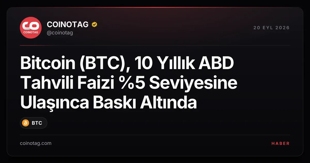 Bitcoin (BTC), 10 Yıllık ABD Tahvili Faizi %5 Seviyesine Ulaşınca Baskı Altında