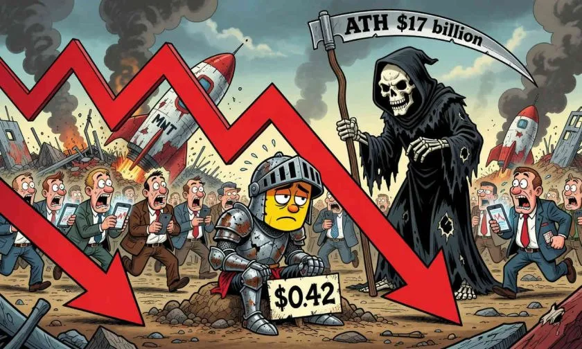 MNT lucha por no perder el soporte de los 0,42 dólares en una espiral bajista histórica