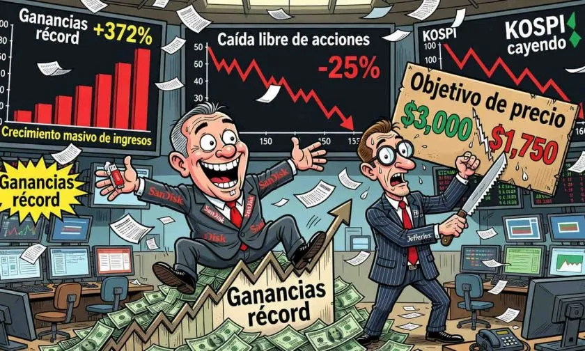 Jefferies recorta 42% el objetivo de SanDisk pese a ganancias récord