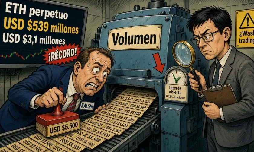 Kalshi enfrenta acusaciones de wash trading por operaciones de $5.500 en ETH