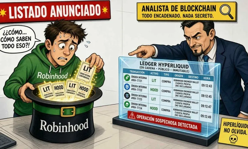 Operaciones en Hyperliquid antes de anuncios de Robinhood reavivan debate sobre insider trading