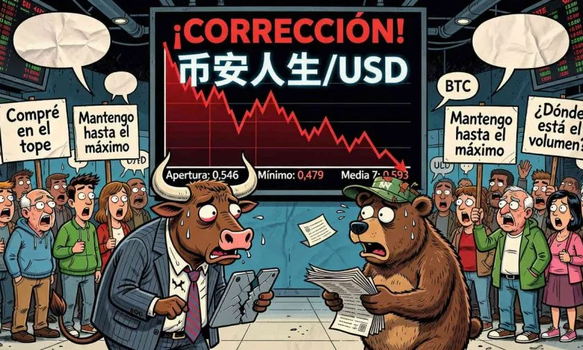 币安人生 cae un 8% y se aleja de su máximo histórico tras mínimo de USD $0,479034