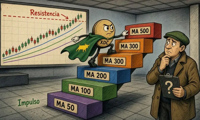 XDC avanza 3,77% diario y 18,94% en 30 días, pero con discrepancias en cierre
