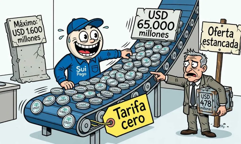 Sui sostiene cerca de USD $500 millones en stablecoins tras mover USD $65.000 millones