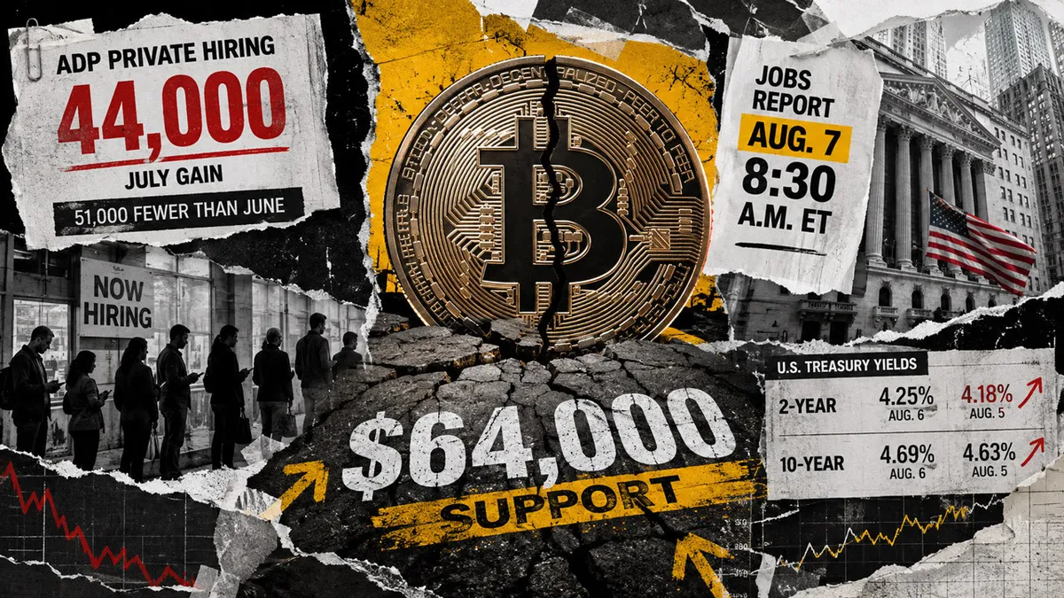 Bitcoin remains stable at $64,000 amid 53% drop in private hiring