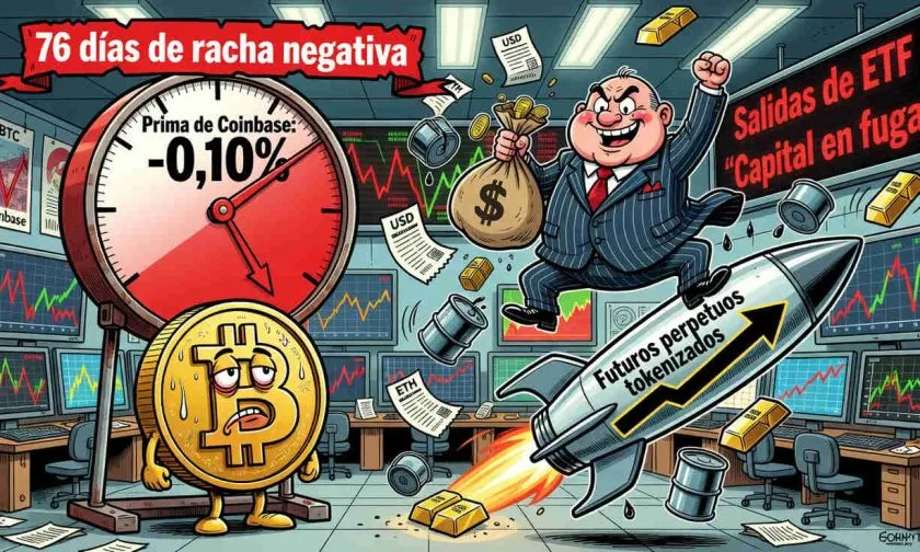 Prima de Coinbase en negativo por 76 días marca la racha más larga para Bitcoin