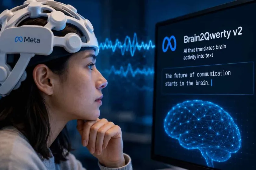 Meta presenta Brain2Qwerty v2, una IA que convierte señales cerebrales en texto sin necesidad de cirugía