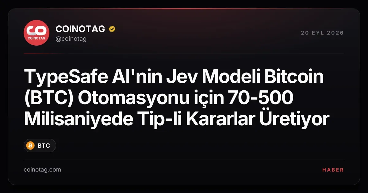 TypeSafe AI'nin Jev modeli, Bitcoin ticaretinde 70-500 ms içinde karar veriyor