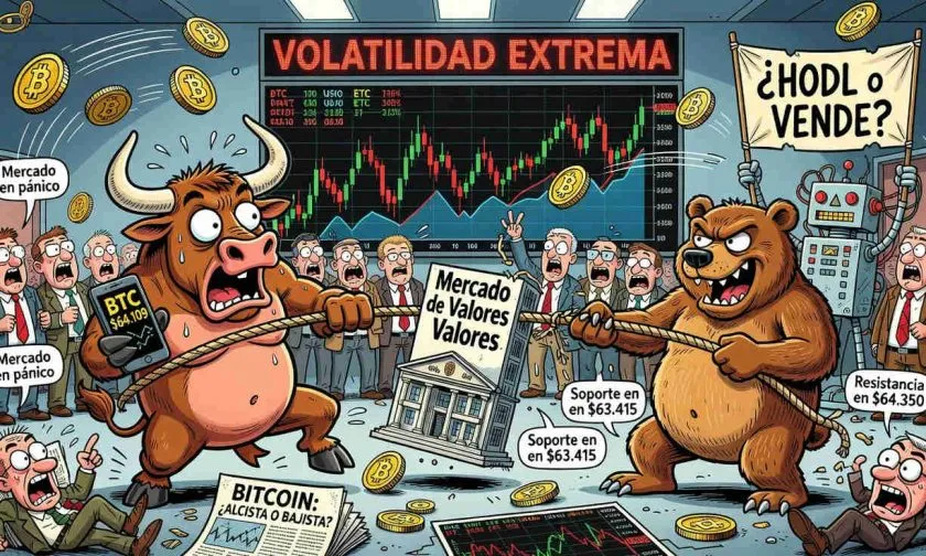 Bitcoin sube 2,07% y recupera los USD $64.000 en medio de volatilidad