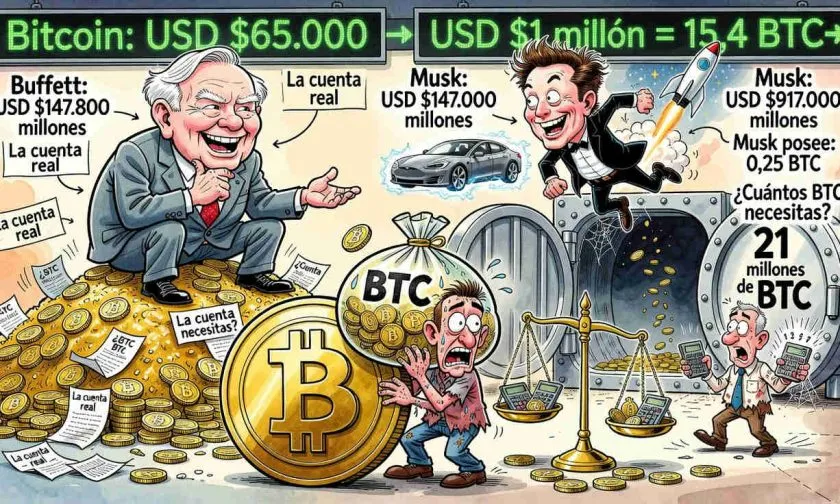 ¿Cuánto Bitcoin necesitas para alcanzar una fortuna como la de Warren Buffett o Elon Musk?