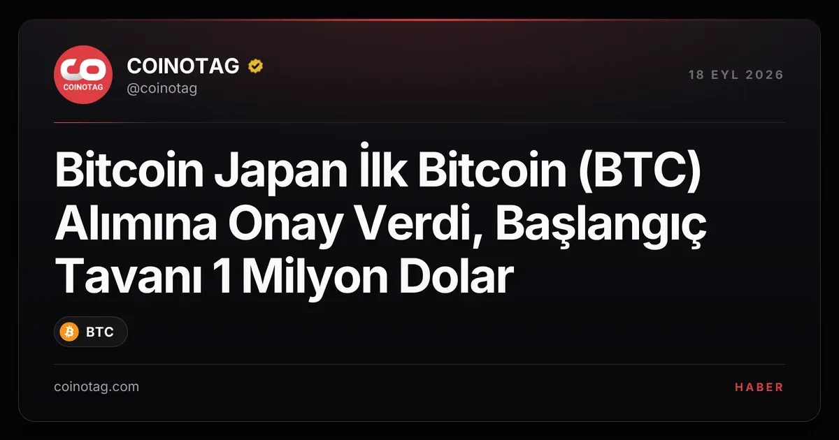 Bitcoin Japan İlk Bitcoin (BTC) Alımına Onay Verdi, Başlangıç Tavanı 1 Milyon Dolar