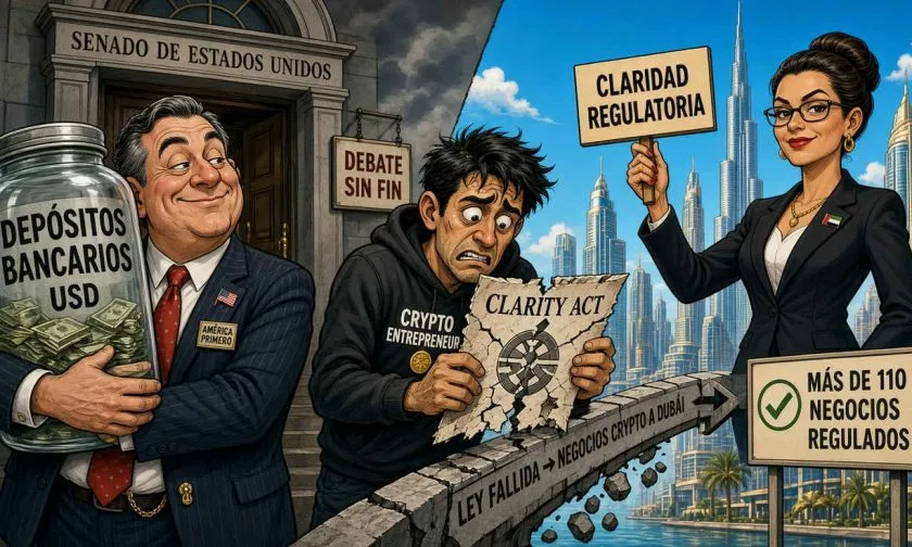 Fracaso de la Clarity Act impulsa a bancos y Dubái en el sector cripto