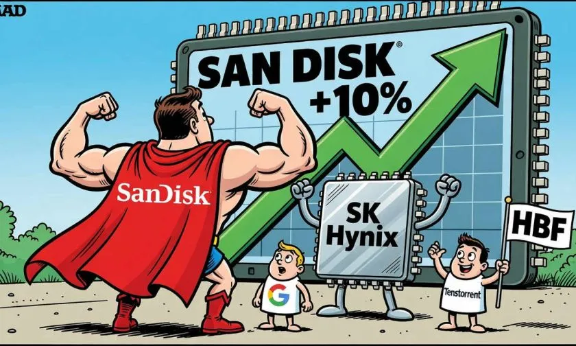 SanDisk sube 10% tras presentar nueva tecnología de memoria para IA con SK Hynix