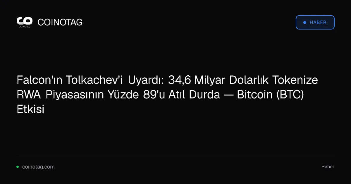 Falcon'ın Tolkachev'i Uyardı: 34,6 Milyar Dolarlık Tokenize RWA Piyasasının Yüzde 89'u Atıl Durda — Bitcoin (BTC) Etkisi