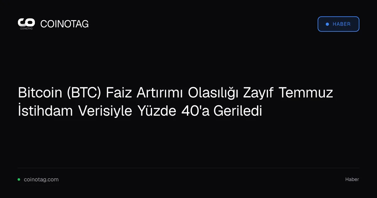 Zayıf Temmuz verisi, Eylül Fed faiz artırımı ihtimalini yüzde 40'a düşürdü