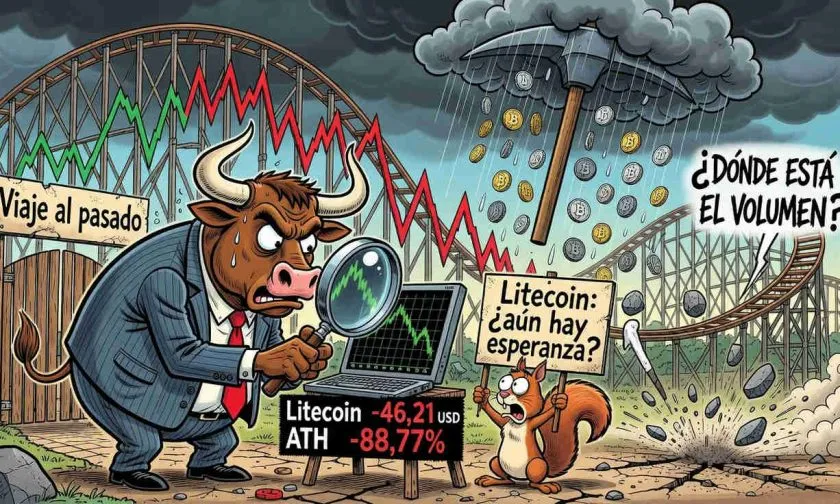 Litecoin sube 1,54% a USD $46, pero sigue en tendencia bajista