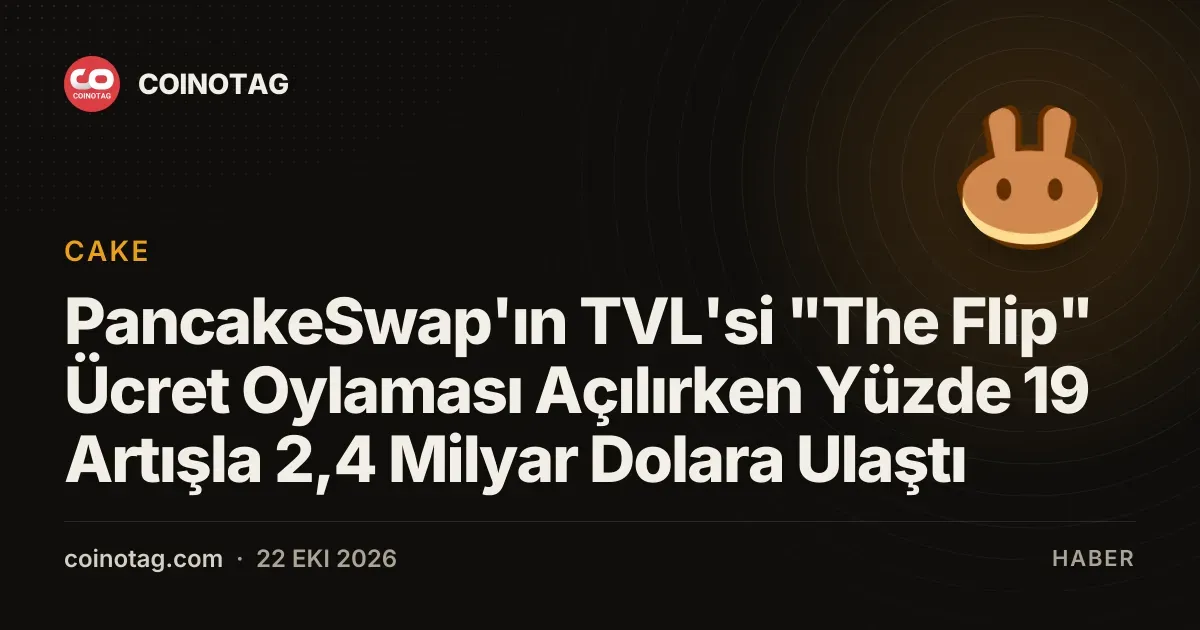 PancakeSwap'ın TVL'si "The Flip" Ücret Oylaması Açılırken Yüzde 19 Artışla 2,4 Milyar Dolara Ulaştı