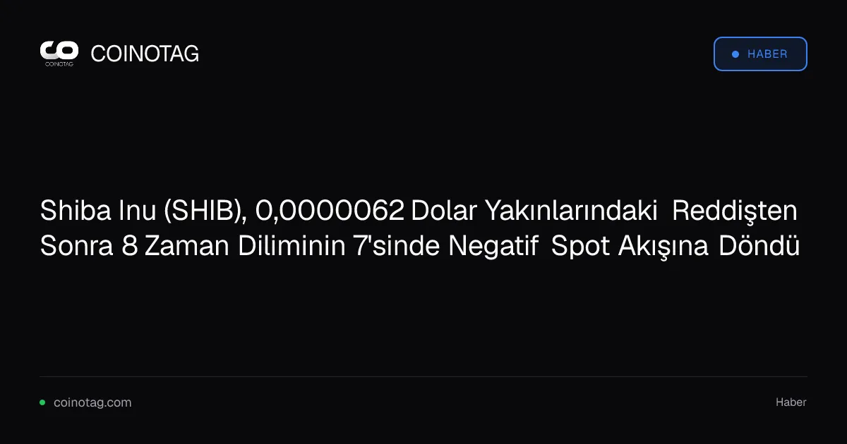 Shiba Inu (SHIB) 0,0000062 dolardaki reddişle 8 zaman diliminin 7'sinde negatif akışa geçti