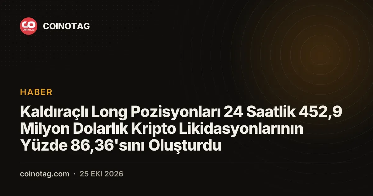 Long pozisyonlar 452,9 milyon dolarlik toplam kripto likidasyonunun yuzde 86,36'sina ulasti