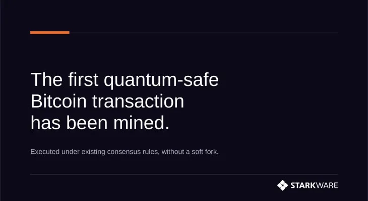 StarkWare hoàn tất giao dịch Bitcoin kháng lượng tử đầu tiên trên mainnet