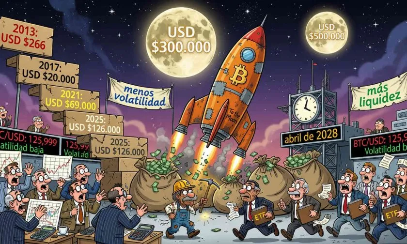 Meta de Bitcoin a USD $500.000 para 2029 podría ser frenada por la matemática del halving