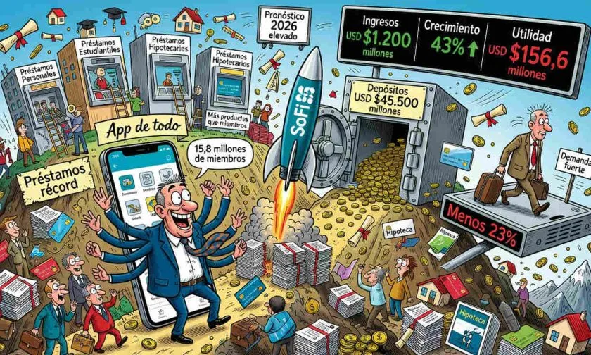 SoFi dispara sus ingresos 43% y eleva su pronóstico anual tras un trimestre récord