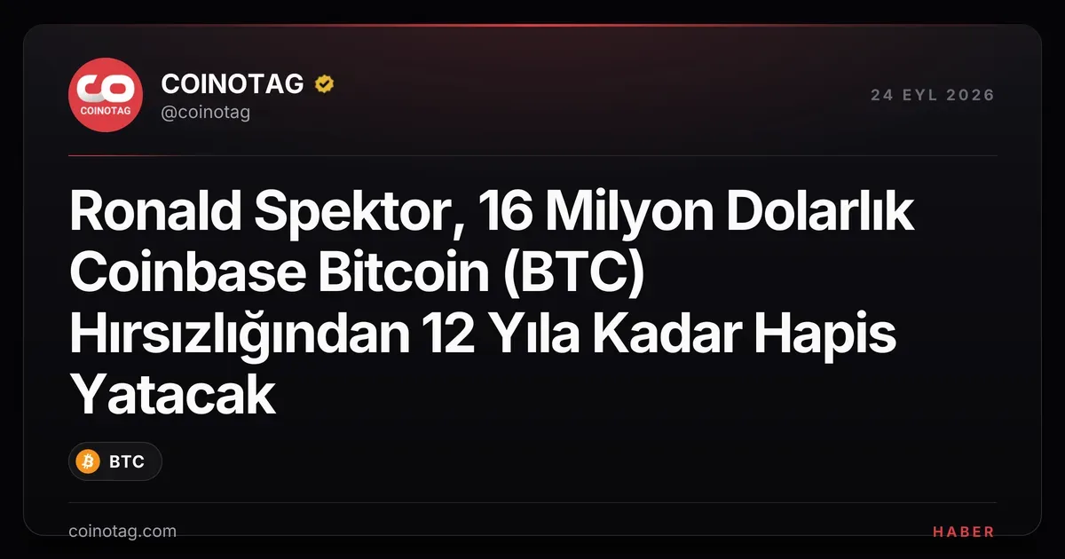Ronald Spektor, 16 Milyon Dolarlık Coinbase Bitcoin (BTC) Hırsızlığından 12 Yıla Kadar Hapis Yatacak