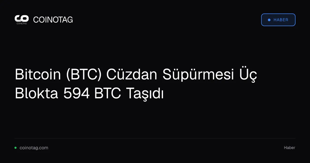 Bitcoin (BTC) Cüzdan Süpürmesi Üç Blokta 594 BTC Taşıdı