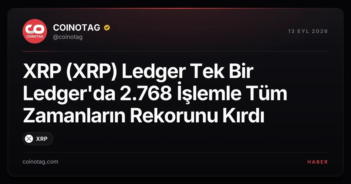 XRP Ledger, tek bir ledger'da 2.768 işlemle rekor kırdı