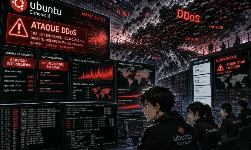 Ataque DDoS golpea a Ubuntu y deja caídas en servicios clave de Canonical