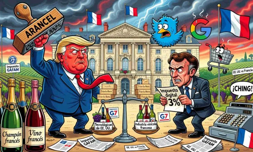 Trump amenaza con arancel del 100% al vino francés por impuesto a tecnológicas de EE. UU.