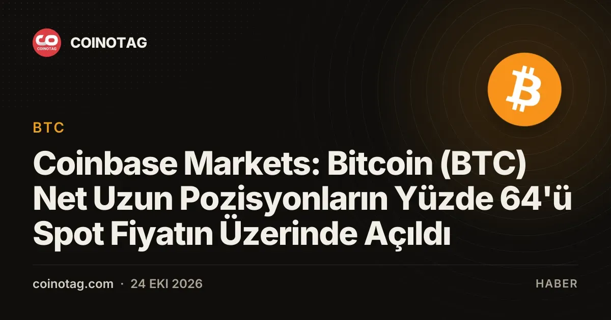 Coinbase Markets: Bitcoin (BTC) Net Uzun Pozisyonların Yüzde 64'ü Spot Fiyatın Üzerinde Açıldı