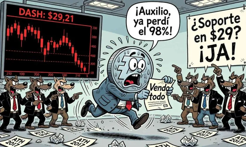 DASH en caída libre: rompe el piso de los USD $30 y enciende alarmas