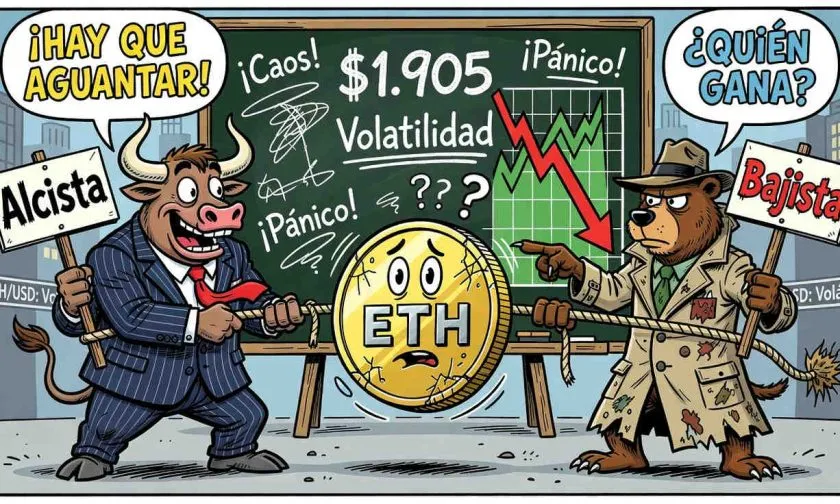 Ethereum se eleva 2,19% y alcanza $1.905, en búsqueda de una recuperación