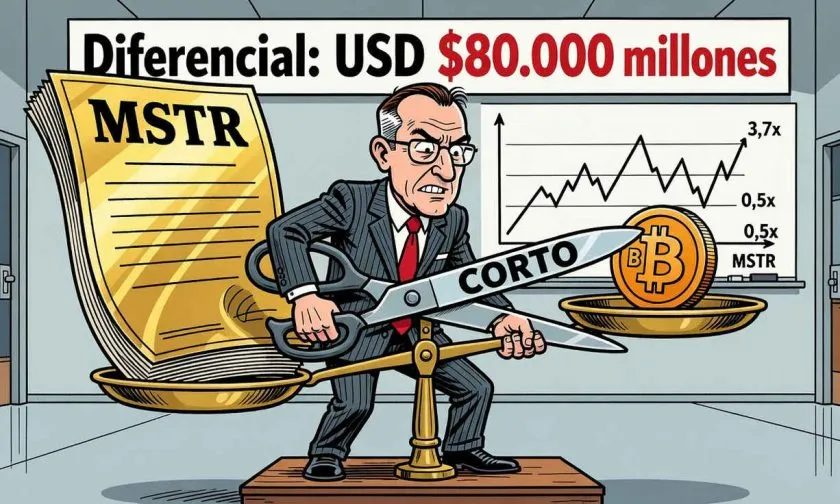 Jim Chanos destaca brecha de $80,000 millones entre MSTR y BTC
