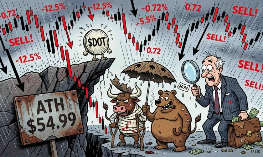 Polkadot ($DOT) se aferra a $0,84 mientras el fantasma del -98% desde su ATH atormenta a los inversores