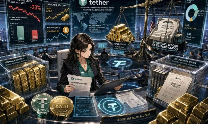 Tether desacelera compras de oro para reservas de USDT en el primer trimestre