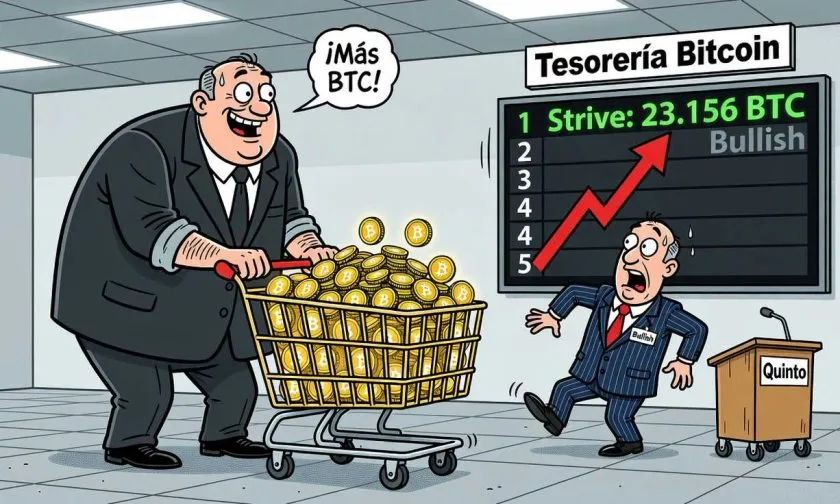 Strive eleva sus reservas a 23.156 BTC y se convierte en el quinto mayor tenedor corporativo