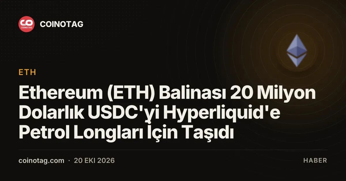 Ethereum (ETH) Balinası 20 Milyon Dolarlık USDC'yi Hyperliquid'e Petrol Longları İçin Taşıdı
