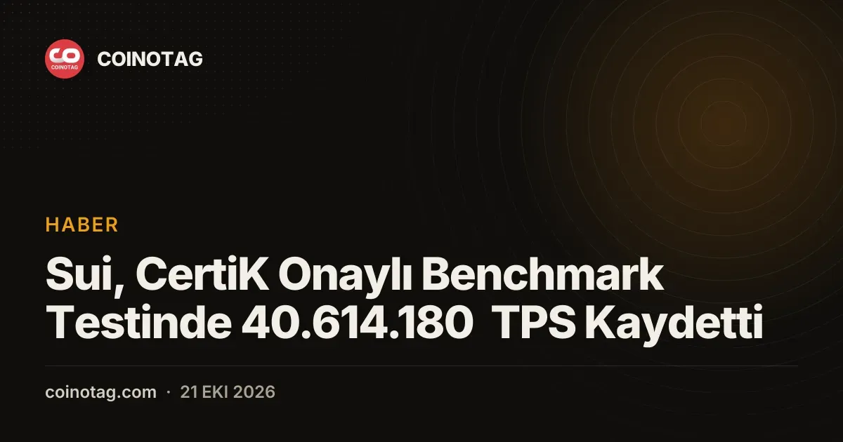 Sui, CertiK Onaylı Benchmark Testinde 40.614.180 TPS Kaydetti