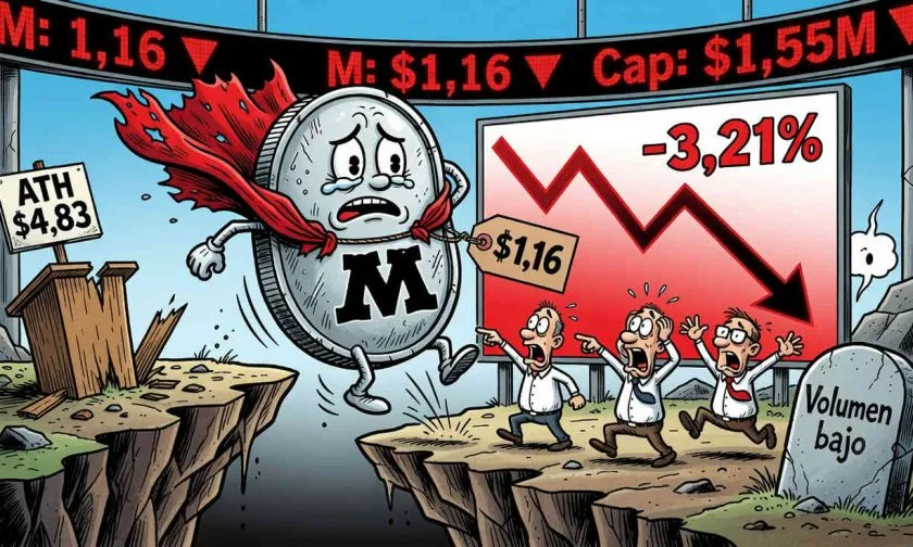 MemeCore (M) pierde 3,21% y se acerca a soporte crítico de $1,12