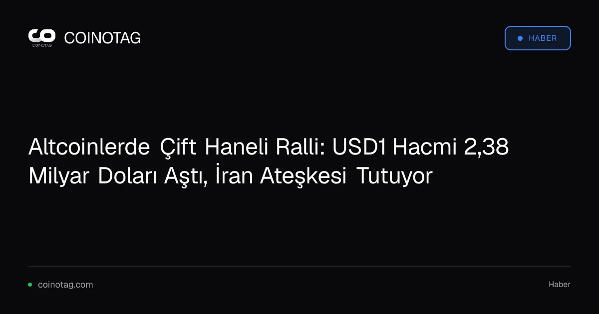 Altcoinlerde Çift Haneli Ralli: USD1 Hacmi 2,38 Milyar Doları Aştı, İran Ateşkesi Tutuyor