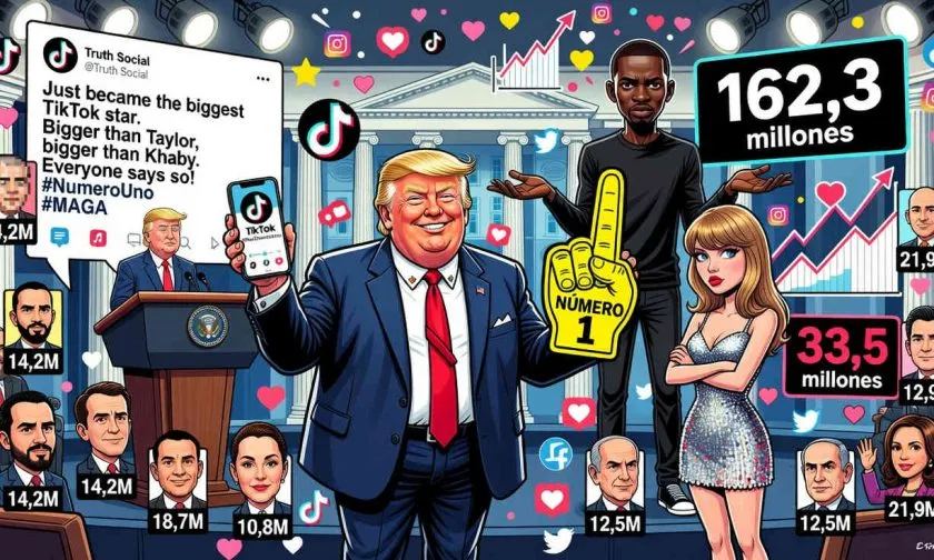 Trump asegura ser número uno en TikTok, pero Taylor Swift y Khaby Lame lo superan
