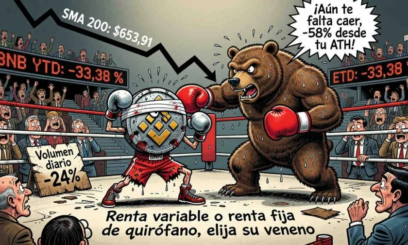 BNB consolida sobre los $570 pero la sombra del ATH del 13 de octubre de 2025 (-58%) pesa sobre el ánimo inversor