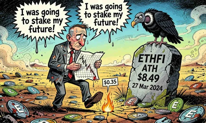 ETHFI se derrumba un 4,77% y profundiza caída de 95% desde su máximo histórico